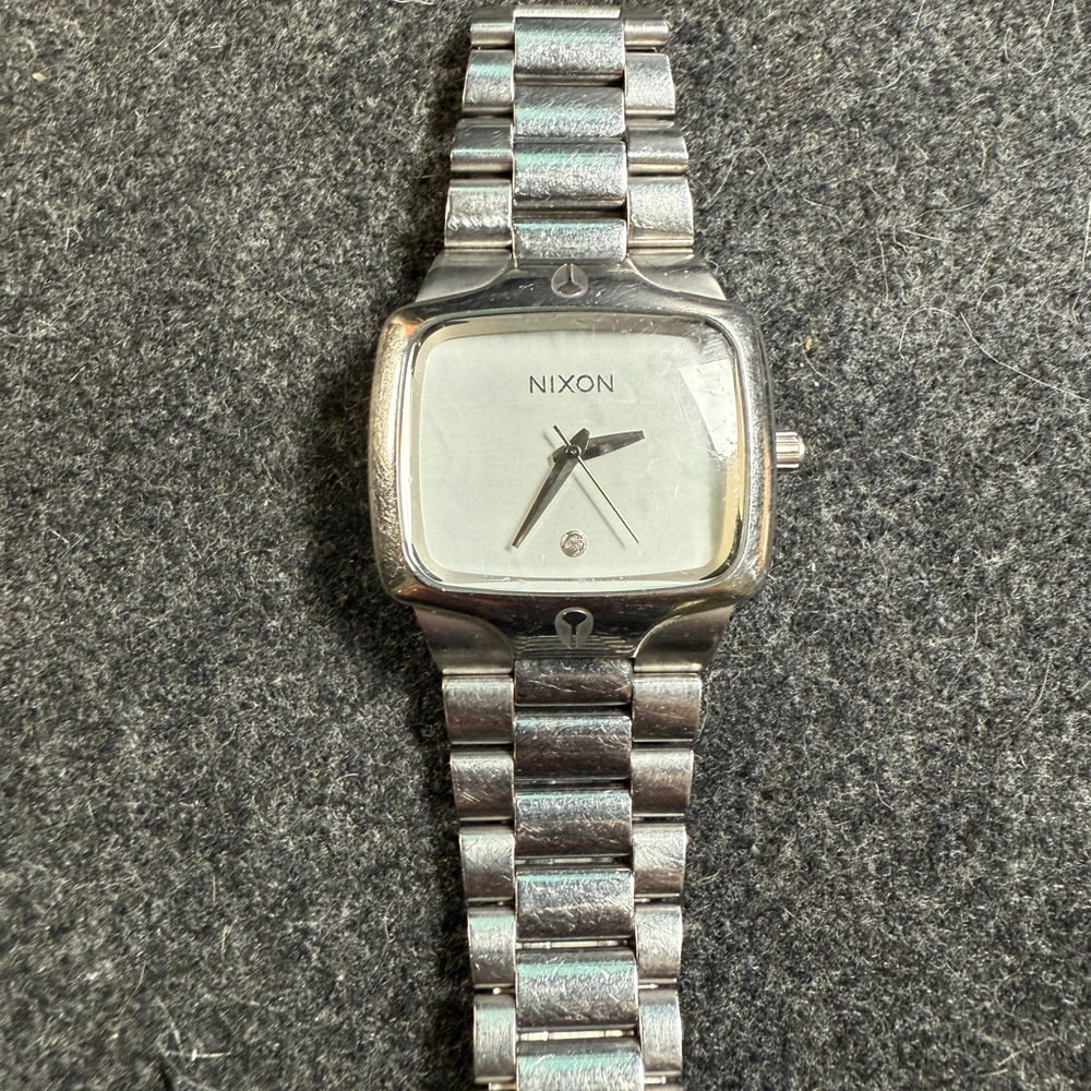 Nixon Silver “Player” Square Dial Watch